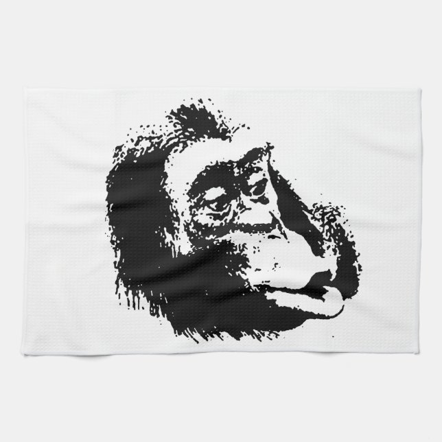Pop Art Funny Chimpanzee Kitchen Towel (Horizontal)