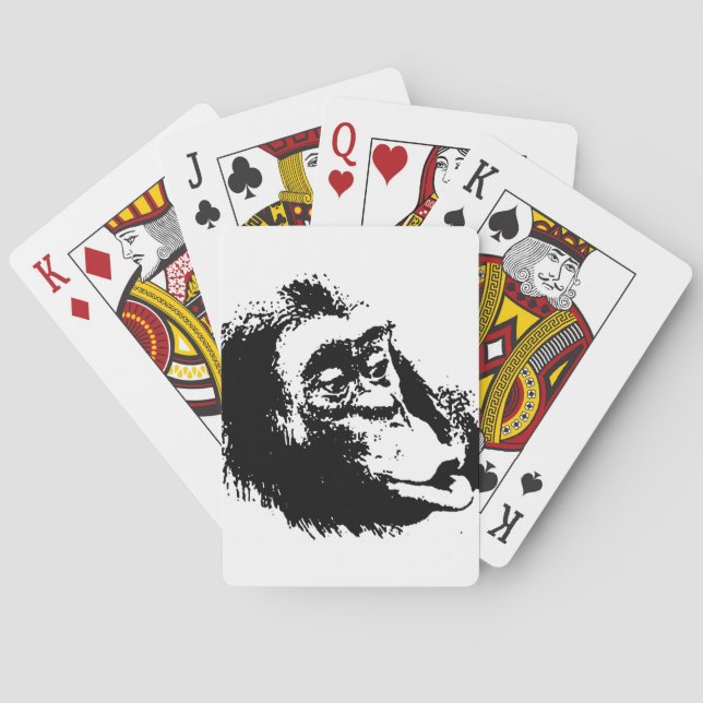Pop Art Funny Chimpanzee Poker Cards (Back)