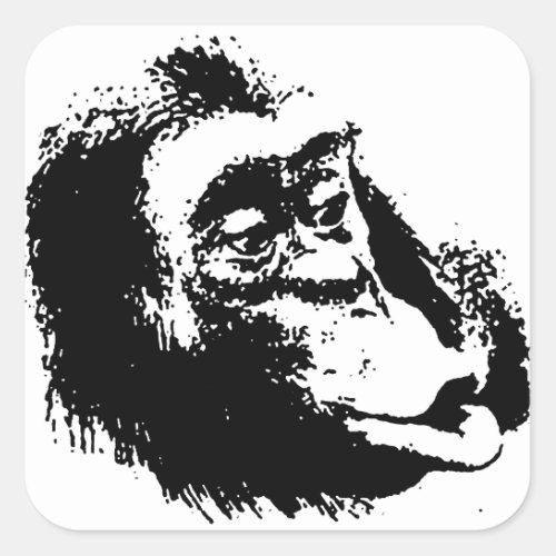 Pop Art Funny Chimpanzee Square Sticker