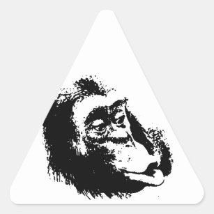Pop Art Funny Chimpanzee Triangle Sticker