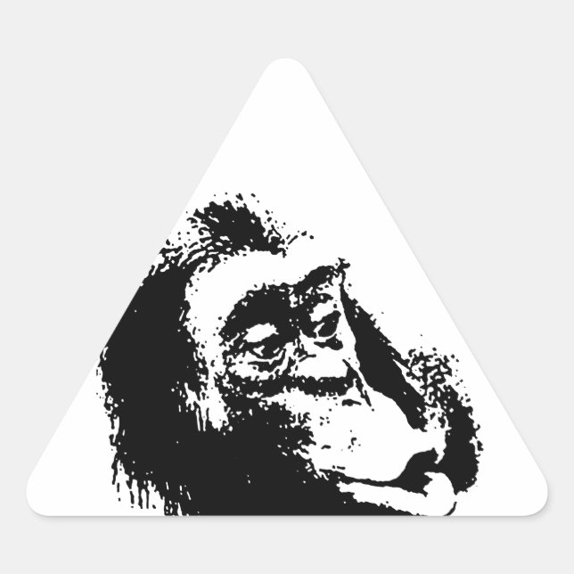 Pop Art Funny Chimpanzee Triangle Sticker (Front)