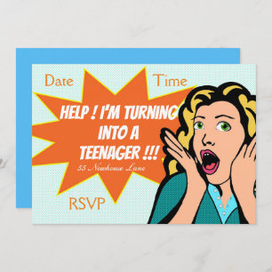 Pop Art funny teenage girl Party Invitation