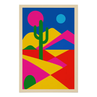 Pop-Art Geometric Desert Poster