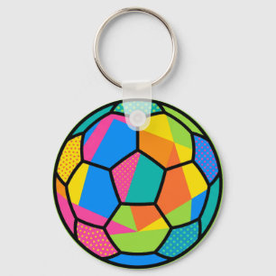 Pop Art Geometric Soccer Ball Art Keychain