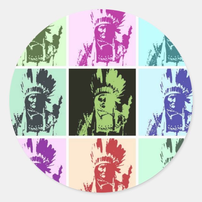 Pop Art Geronimo Classic Round Sticker (Front)