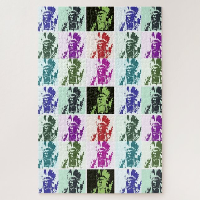 Pop Art Geronimo Indian Legendary Chief Jigsaw Puzzle (Vertical)