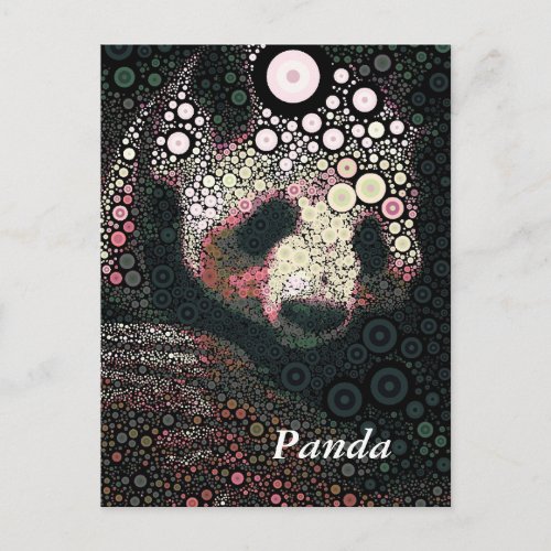 Pop Art Giant Panda Pink Yellow Postcard