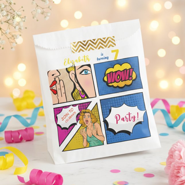 Pop art girl comic birthday favor bag (Creator Uploaded)