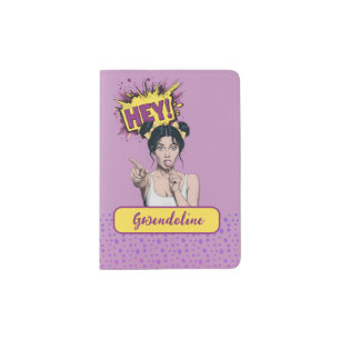 Pop Art Girl With Lollypop Passport Holder