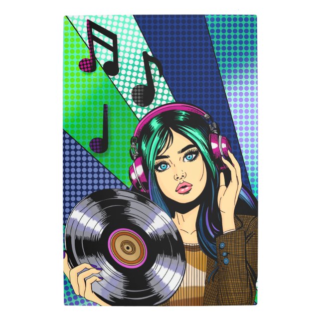 Pop Art Girl with Record (Front)
