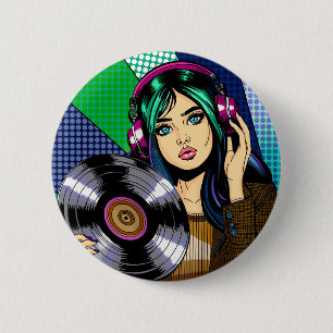 Pop Art Girl with Record Button