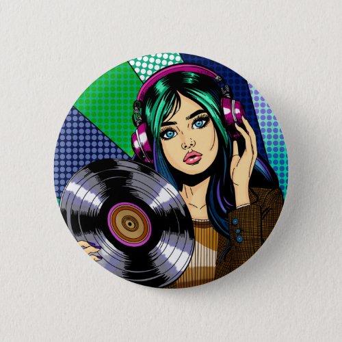 Pop Art Girl with Record Button