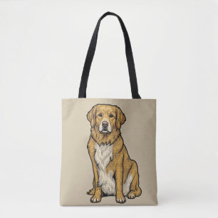 Pop Art Golden Retriever Dog Graphic Vintage Comic Tote Bag