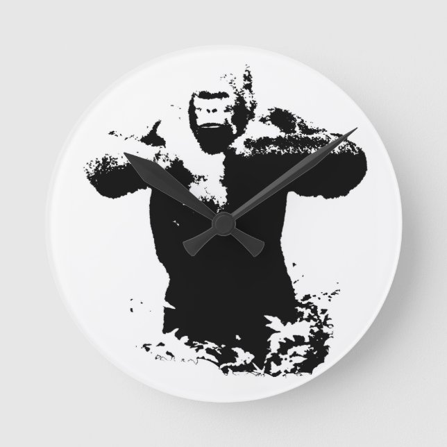 Pop Art Gorilla Beating Chest Acrylic Wall Clock (Front)