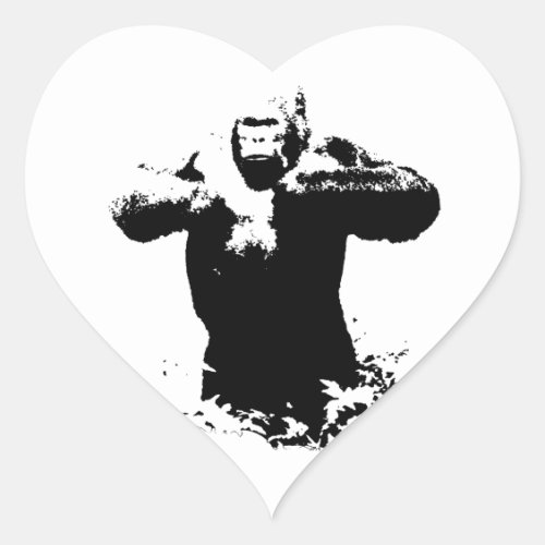 Pop Art Gorilla Beating Chest Heart Sticker