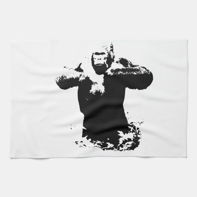 Pop Art Gorilla Beating Chest Kitchen Towels (Horizontal)