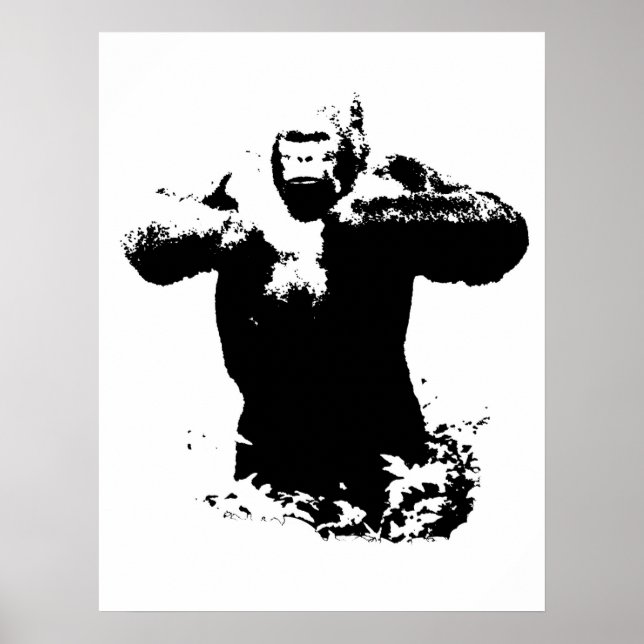 Pop Art Gorilla Beating Chest Poster (Front)