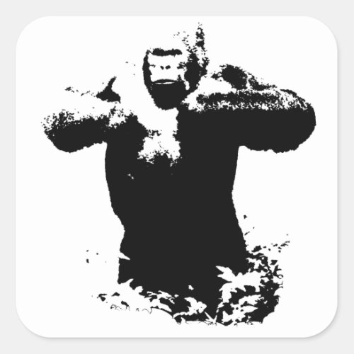 Pop Art Gorilla Beating Chest Square Sticker