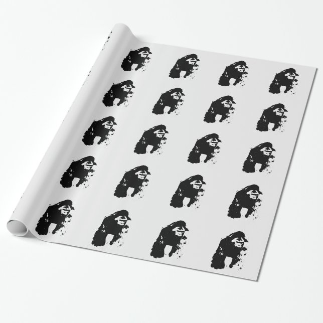 Pop Art Gorilla Christmas Wrapping Paper (Unrolled)