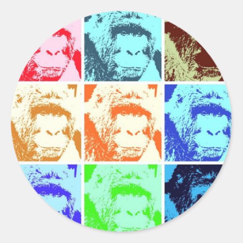 Pop Art Gorilla Classic Round Sticker