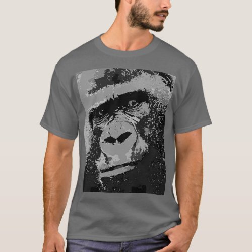 Pop Art Gorilla Dark Grey T_Shirt