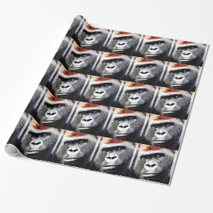 Pop Art Gorilla Faces Christmas Wrapping Paper