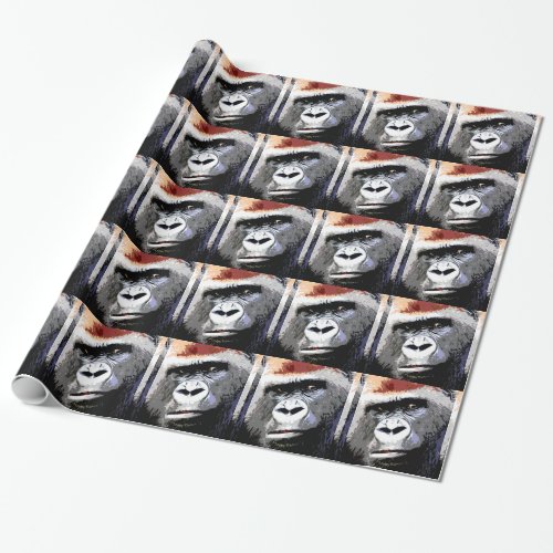 Pop Art Gorilla Faces Christmas Wrapping Paper