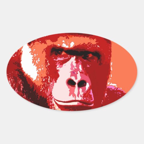 Pop Art Gorilla Oval Sticker