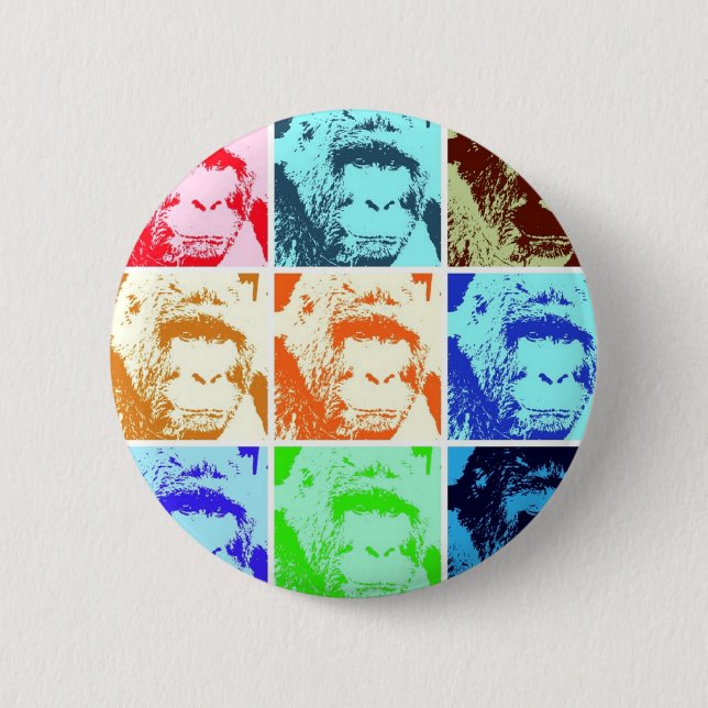 Pop Art Gorilla Pinback Button (Front)