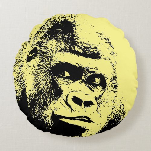 Pop Art Gorilla Round Pillow