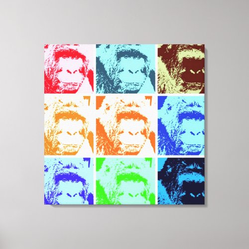 Pop Art Gorilla Wrapped Canvas