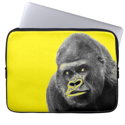 Pop Art Gorilla Yellow Grey Laptop Sleeve