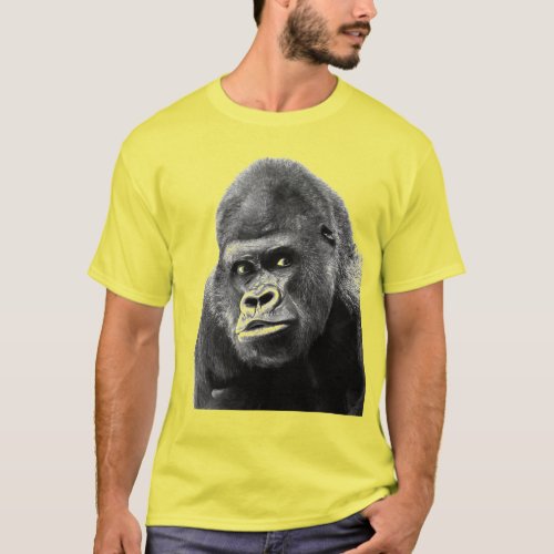 Pop Art Gorilla Yellow Grey  T_Shirt