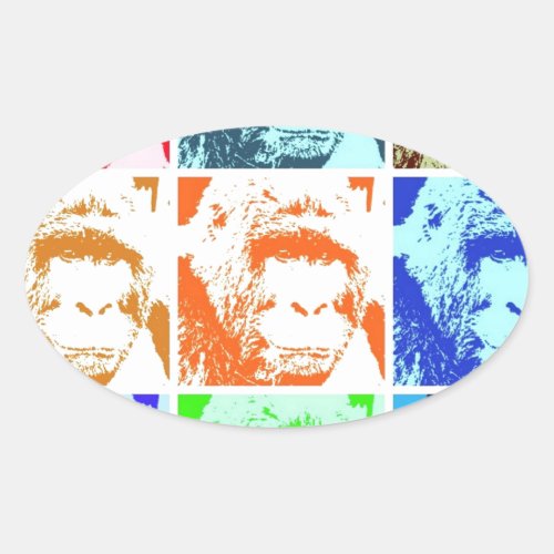 Pop Art Gorillas Oval Sticker