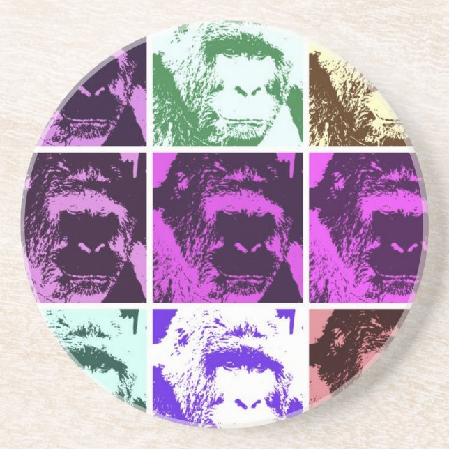 Pop Art Gorillas Sandstone Coaster (Front)
