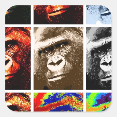 Pop Art Gorillas Square Sticker