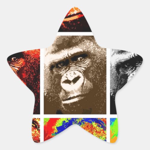 Pop Art Gorillas Star Sticker