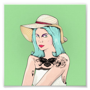 Pop art goth girl tattooed woman photo print