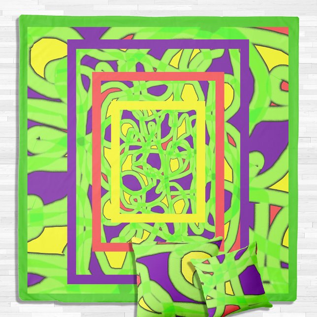 Pop Art Graffiti Queen Sized Lime Duvet Cover (Creator Uploaded)