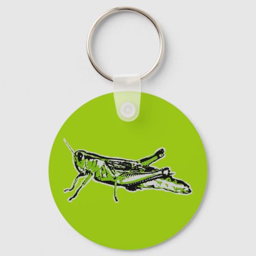 Pop Art Green Grasshopper Keychain