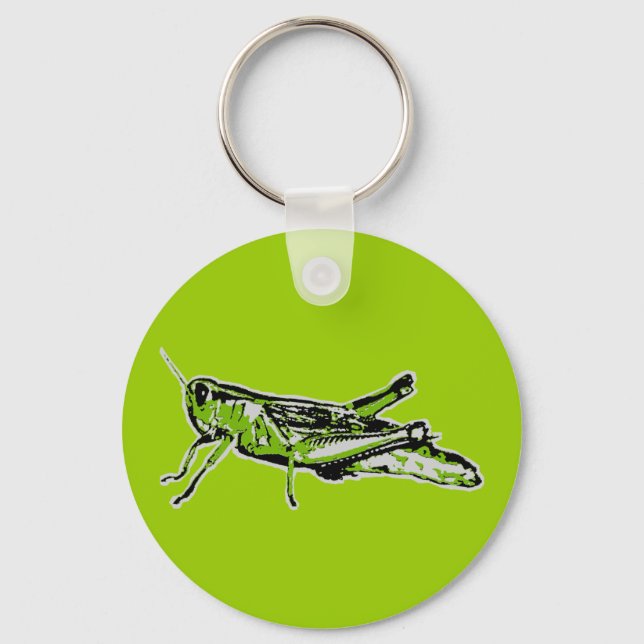 Pop Art Green Grasshopper Keychain (Front)