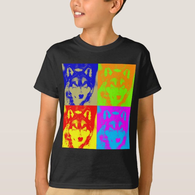 Pop Art Grey Wolf T-Shirt (Front)