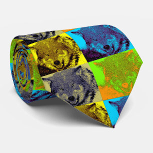 Pop Art Grey Wolf Tie