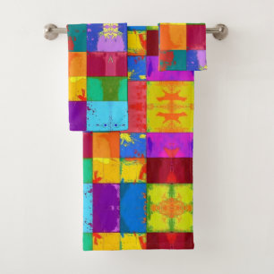 Pop Art grunge Color Blocks Bath Towel Set