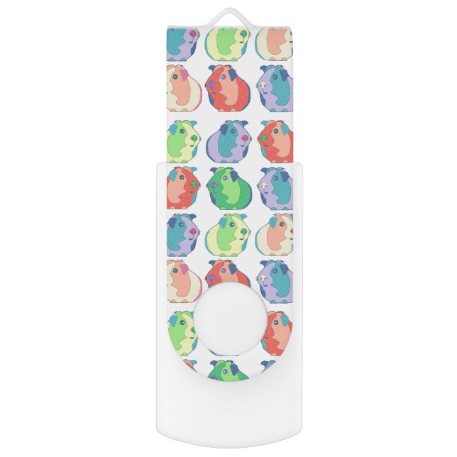 Pop Art Guinea Pig Pattern Flash Drive (Back (Vertical))