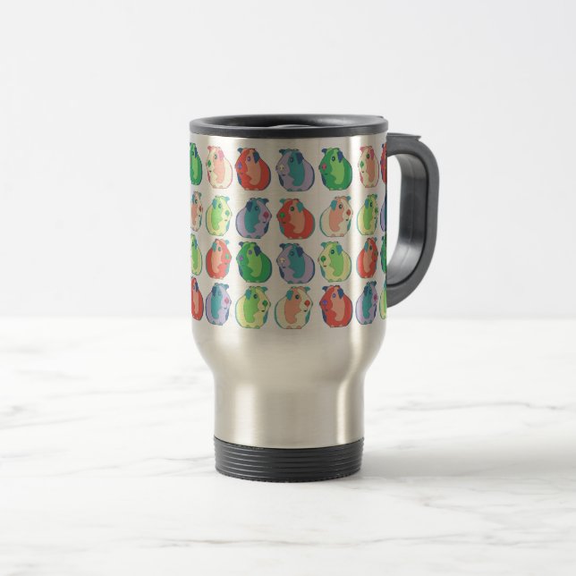 Pop Art Guinea Pig Pattern Travel Mug (Front Right)