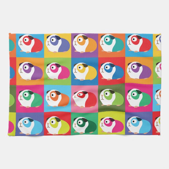 Pop Art Guinea Pigs Kitchen Towel (Horizontal)