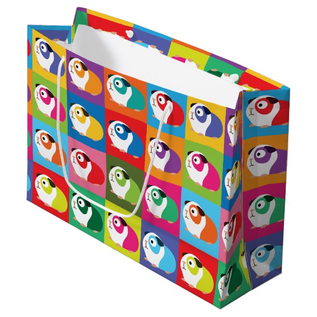 Pop Art Guinea Pigs Large Gift Bag (Front Angled)