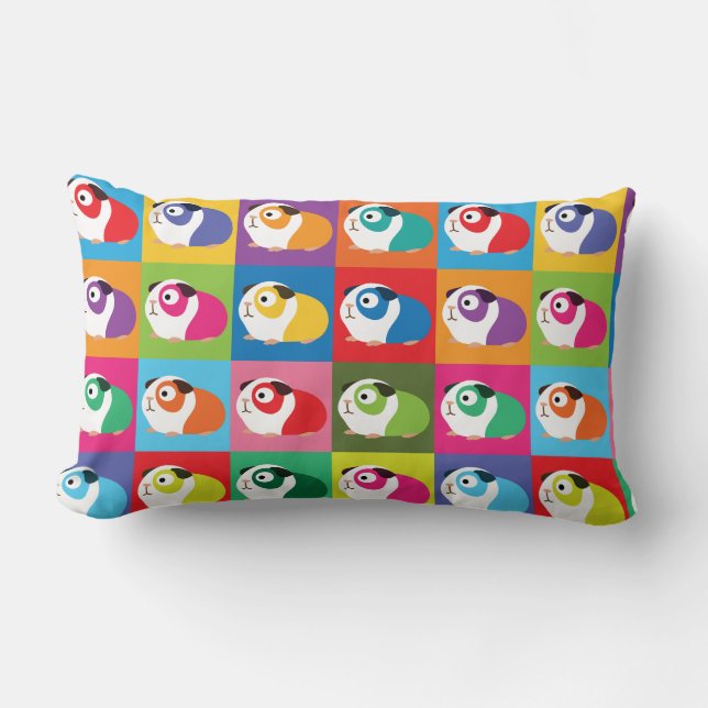 Pop Art Guinea Pigs Lumbar Pillow (Front)