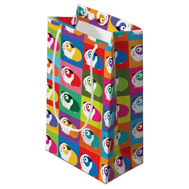 Pop Art Guinea Pigs Small Gift Bag (Front Angled)